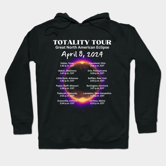 2024 Total Solar Sun Eclipse April 8 Path Of The Eclipse Hoodie by Little Duck Designs